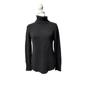 Ann Taylor LOFT Women’s turtleneck Knitted Sweater cotton black sz M